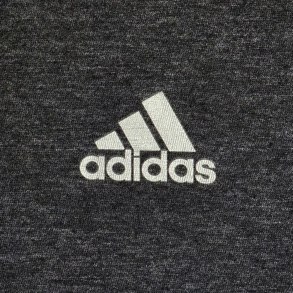 Men's adidas Logo Charcoal Heather Large T Shirt Workout Cotton Poly